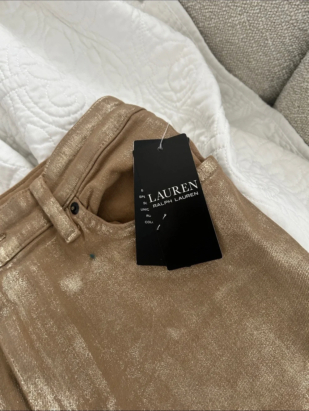Ralph Lauren Metallic Bronze Boot-Cut Jeans - Picture 2 of 3